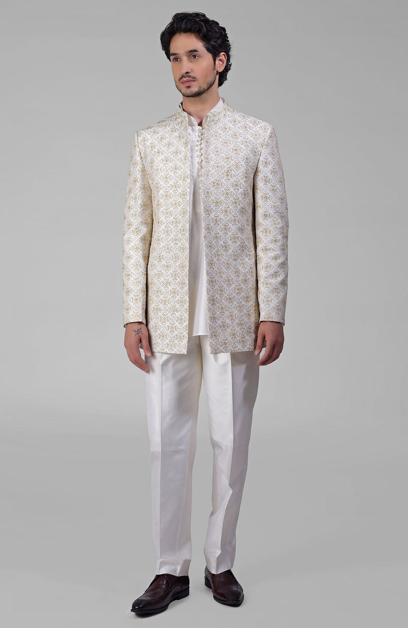 Ivory Gold Embroidered Jacket Set
