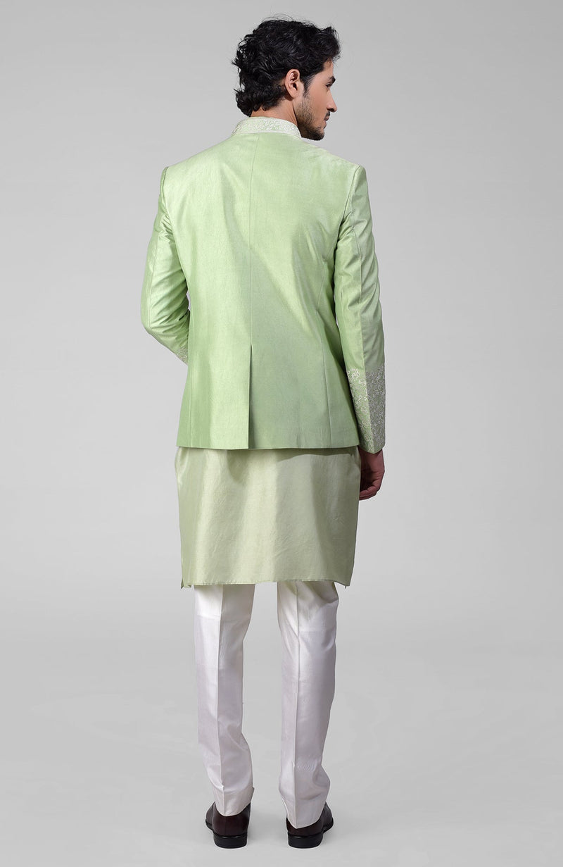 Sage Green Embroidered Jacket Set