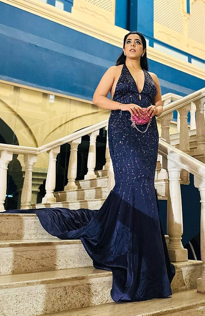 PIYUSHA SHARMA in Mermaid Gown With Detachable Sleeves