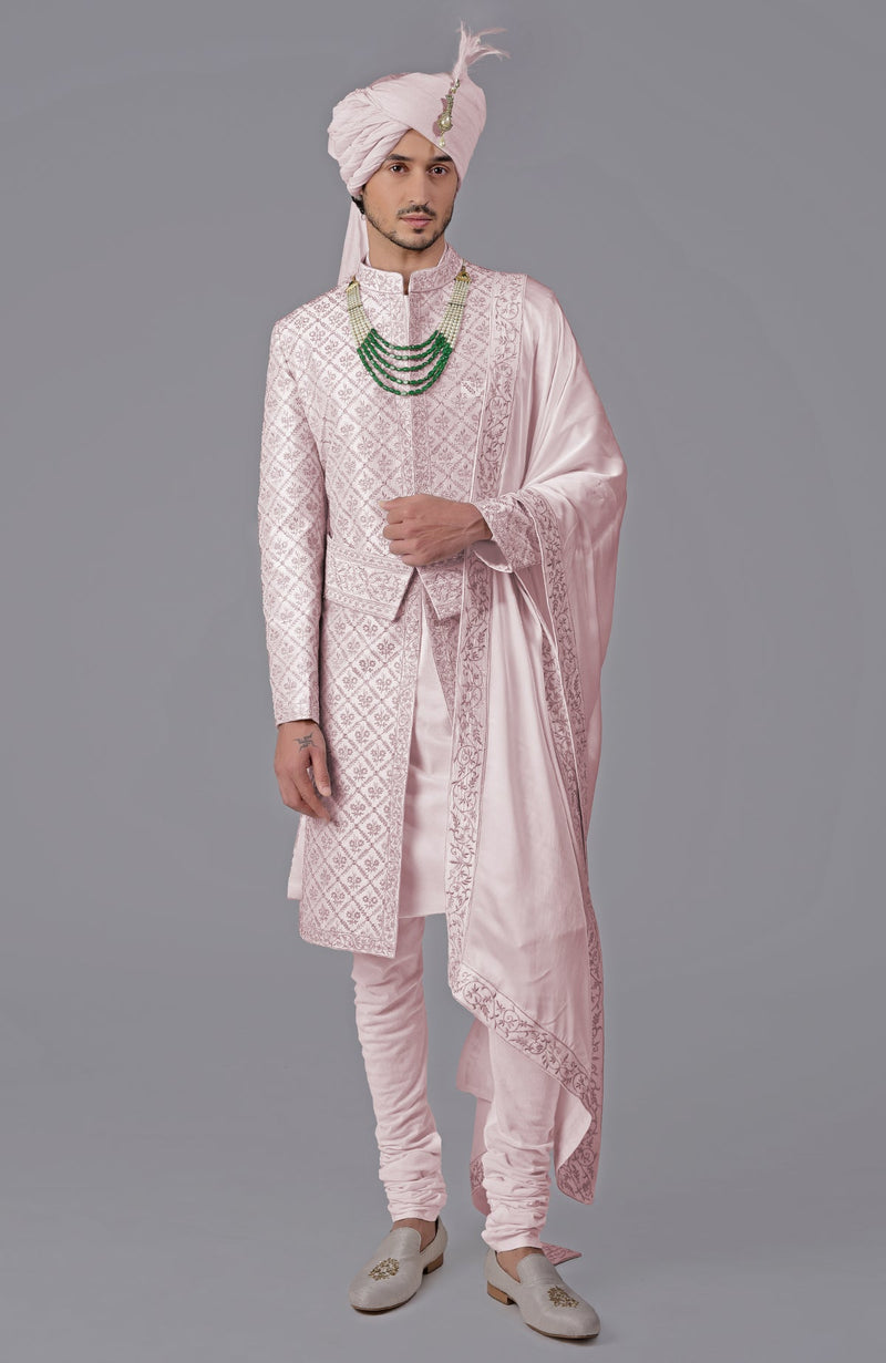 I Loved You First Nude Gold Embroidered Sherwani Set