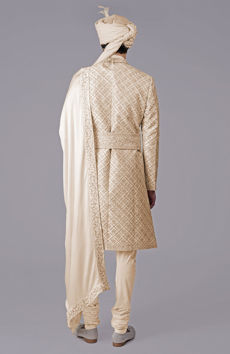 I Loved You First Nude Gold Embroidered Sherwani Set