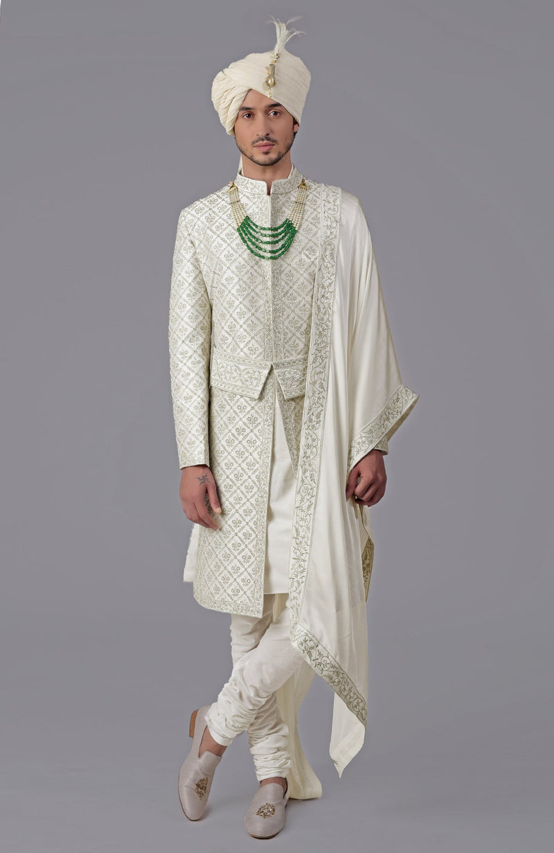 I Loved You First Ivory Embroidered Sherwani Set