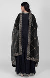 Black Phulkari Anarkali With Gota Kasab Dupatta