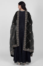 Black Phulkari Anarkali With Gota Kasab Dupatta