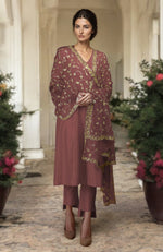 Chutney-Gold Zardozi Hand Embroidered Dupatta With Suit