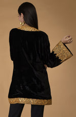 Black Kashmiri Tilla Embroidered Kimono Jacket