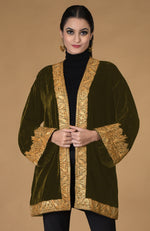 Black Kashmiri Tilla Embroidered Kimono Jacket