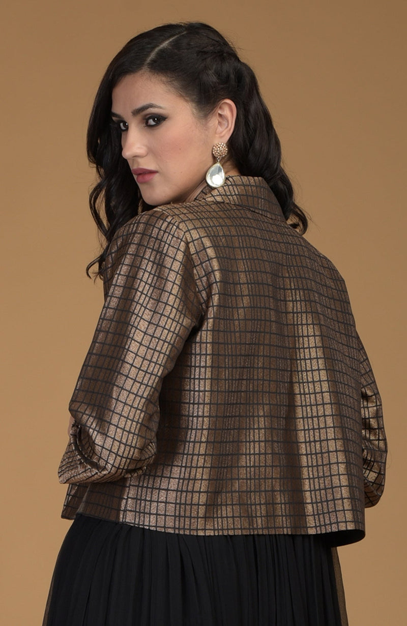 Gold Brocade Silk Crop Jacket