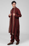 Teal Pintuck Pathani Kurta Salwar Set & Tilla Embroidered Dupatta