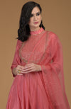 Peach Echo Inara Zardozi Hand Embroidered Kalidaar Suit