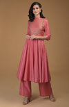 Peach Echo Inara Zardozi Hand Embroidered Kalidaar Suit