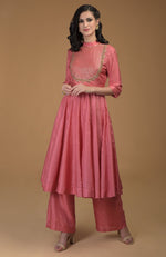 Peach Echo Inara Zardozi Hand Embroidered Kalidaar Suit