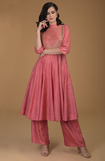 Peach Echo Inara Zardozi Hand Embroidered Kalidaar Suit