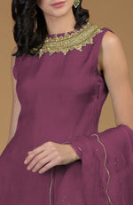 Burgundy Purple  Inara  Zardozi Hand Embroidered Kurta Set