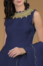 Navy Blue  Inara  Zardozi Hand Embroidered Kurta Set