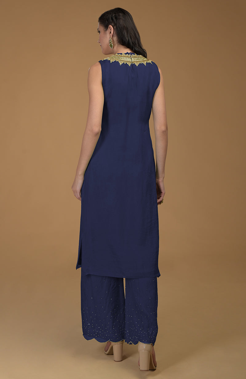 Navy Blue  Inara  Zardozi Hand Embroidered Kurta Set