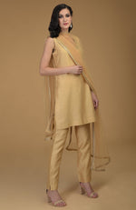 Nude Gold Zardozi Hand Embroidered Suit