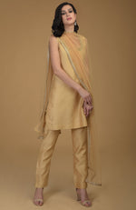 Nude Gold Zardozi Hand Embroidered Suit
