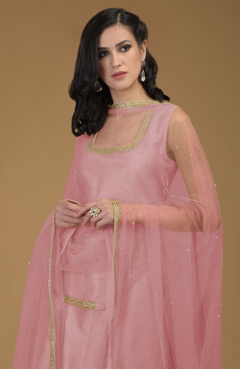 Rose Tan Zardozi Hand Embroidered Gharara Suit