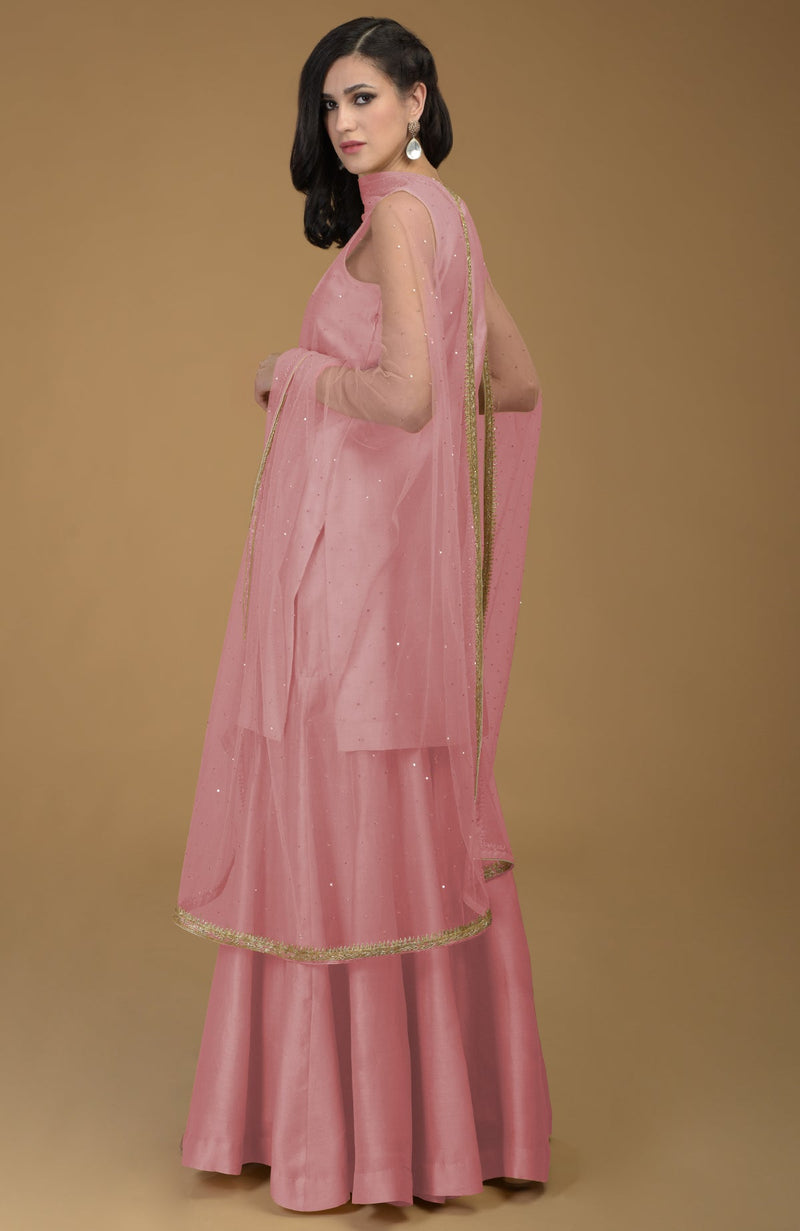 Rose Tan Zardozi Hand Embroidered Gharara Suit