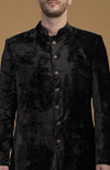 Black Silk Velvet Sherwani
