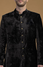 Black Silk Velvet Sherwani