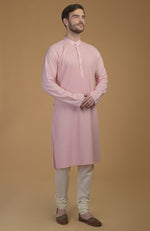 Pale Pink Kurta With Pintuck Detail
