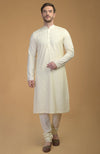 Cream Kurta With Pintuck & Kantha Detail