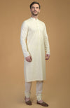 Cream Kurta With Pintuck & Kantha Detail