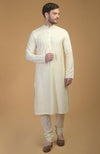 Cream Kurta With Pintuck & Kantha Detail