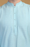 Ice Blue Kurta With Pintuck & Kantha Detail