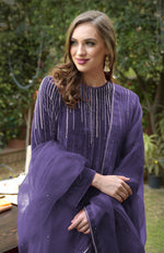 Cherry Red Crystal and Beads Shower Hand Embroidered Kurta Set