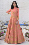 Peach Echo Kashmiri Chinar Tilla Embroidered Lehenga Set