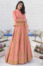 Peach Echo Kashmiri Chinar Tilla Embroidered Lehenga Set
