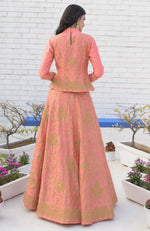 Peach Echo Kashmiri Chinar Tilla Embroidered Lehenga Set