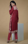 Shiraz Red Parsi Gara Embroidered Jacket Set