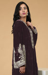 Mulled Wine Kashmiri Tilla Embroidered Choga Kurta Set