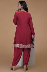 Shiraz Red Parsi Gara Embroidered Kurta Set