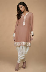 Mocha Mousse  Parsi Gara Embroidered Kurta Set