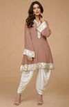 Mocha Mousse  Parsi Gara Embroidered Kurta Set