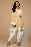 Fawn Ivory Parsi Gara Embroidered Kurta Set