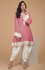 Fawn Ivory Parsi Gara Embroidered Kurta Set