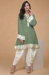 Fawn Ivory Parsi Gara Embroidered Kurta Set