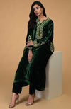 Emerald Green Kashmiri Tilla Aari Embroidered Choga Kurta Set