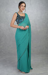 TARA - Blue Waters Hand Embroidered Saree & Blouse