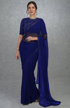 Plum Purple Gold Hand Embroidered Saree & Blouse