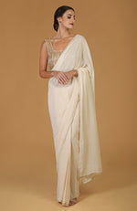 Tara - Champagne Gold Hand Embroidered Saree & Blouse