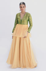 Rangkat Banarasi Handwoven Peplums with Gold Sharara