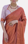 Copper Pure Tissue Saree & Zardozi Embroidered Blouse