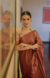 Copper Pure Tissue Saree & Zardozi Embroidered Blouse